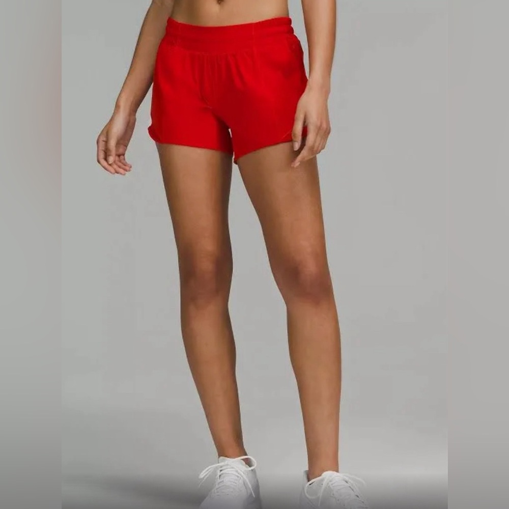 Lululemon Low Rise 4 in Red Hotty Hot Short